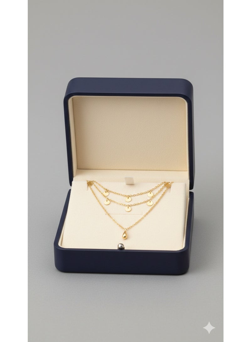 ورد سلسلة رقبة مزدوجة أنيقة بتصميم عصري - مطلية بالذهب ومقاومة للصدأ، مثالية للهدايا. - Image 3